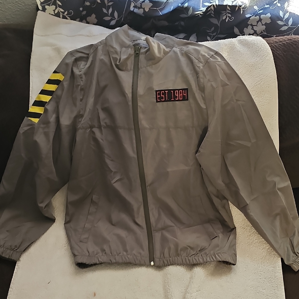 Gray Jacket with Yellow Stripes